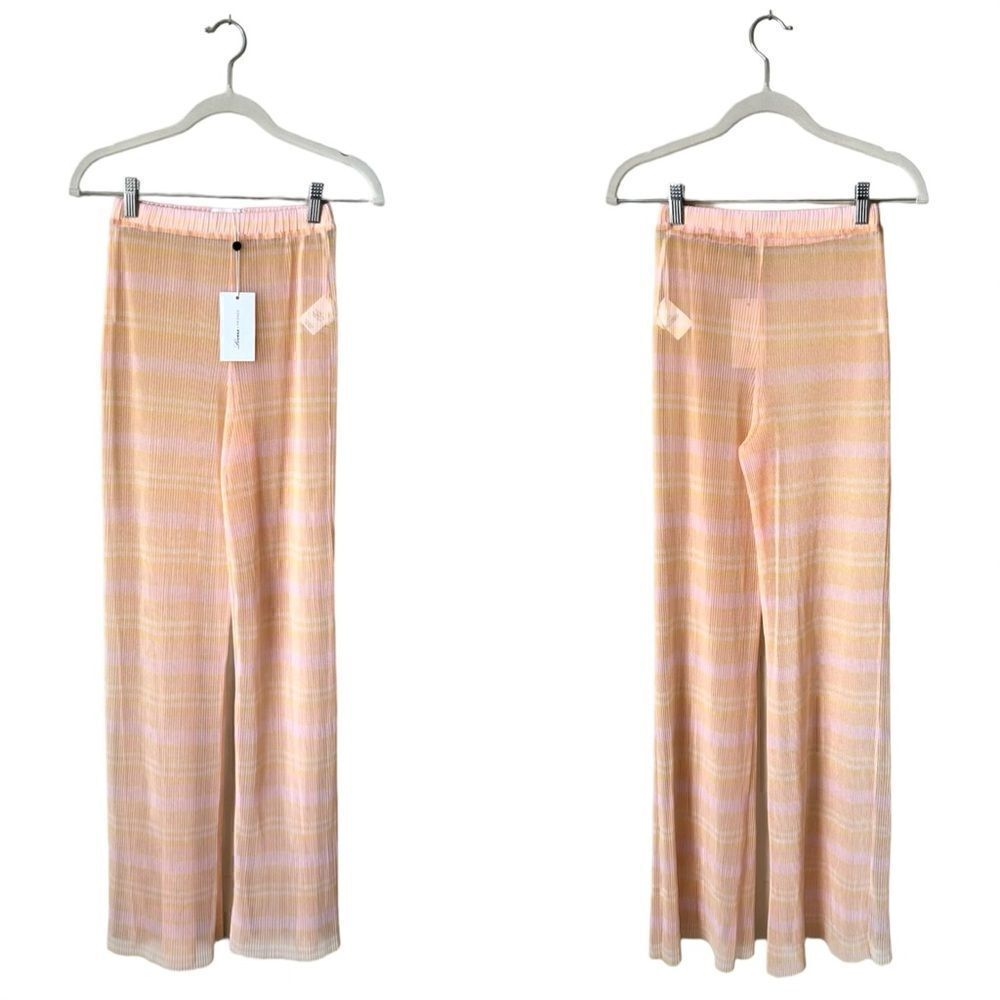 NWT Lovers and Friends Pink Yellow Pants Straight Leg Sheer Size SX